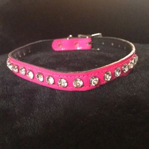 Diamond leather choker necklace